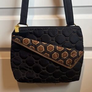 *NWT* Cinda B Crossbody Purse W Two Coin Purses Black and Brown Made in USA